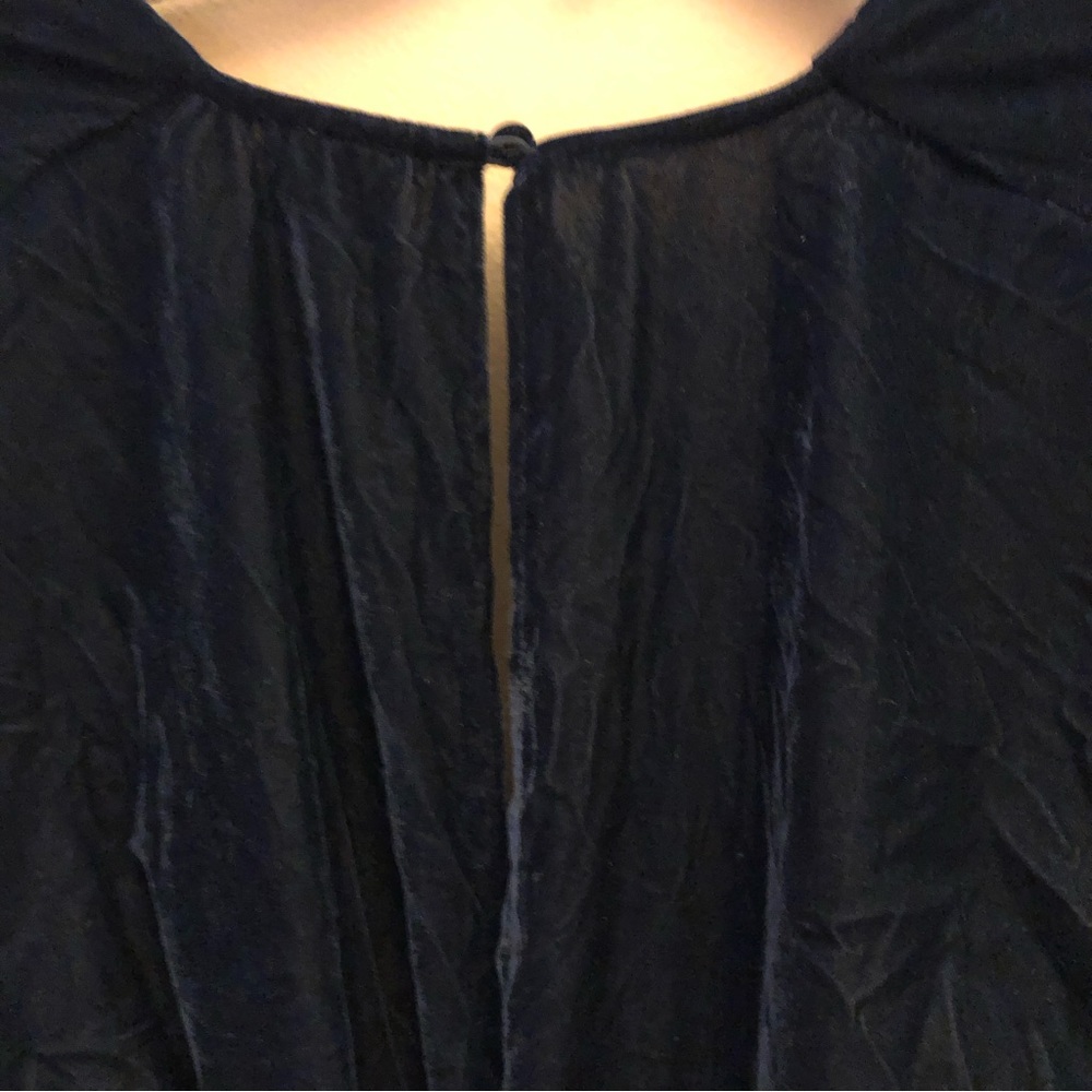 ASOS Velvet Long‎ Sleeve V Neck Tie Ruched Waist Maxi Dress Dark Blue 8 - Picture 6 of 6